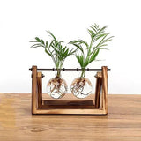 Glass Bulb Vase Set W/ Wooden Stand